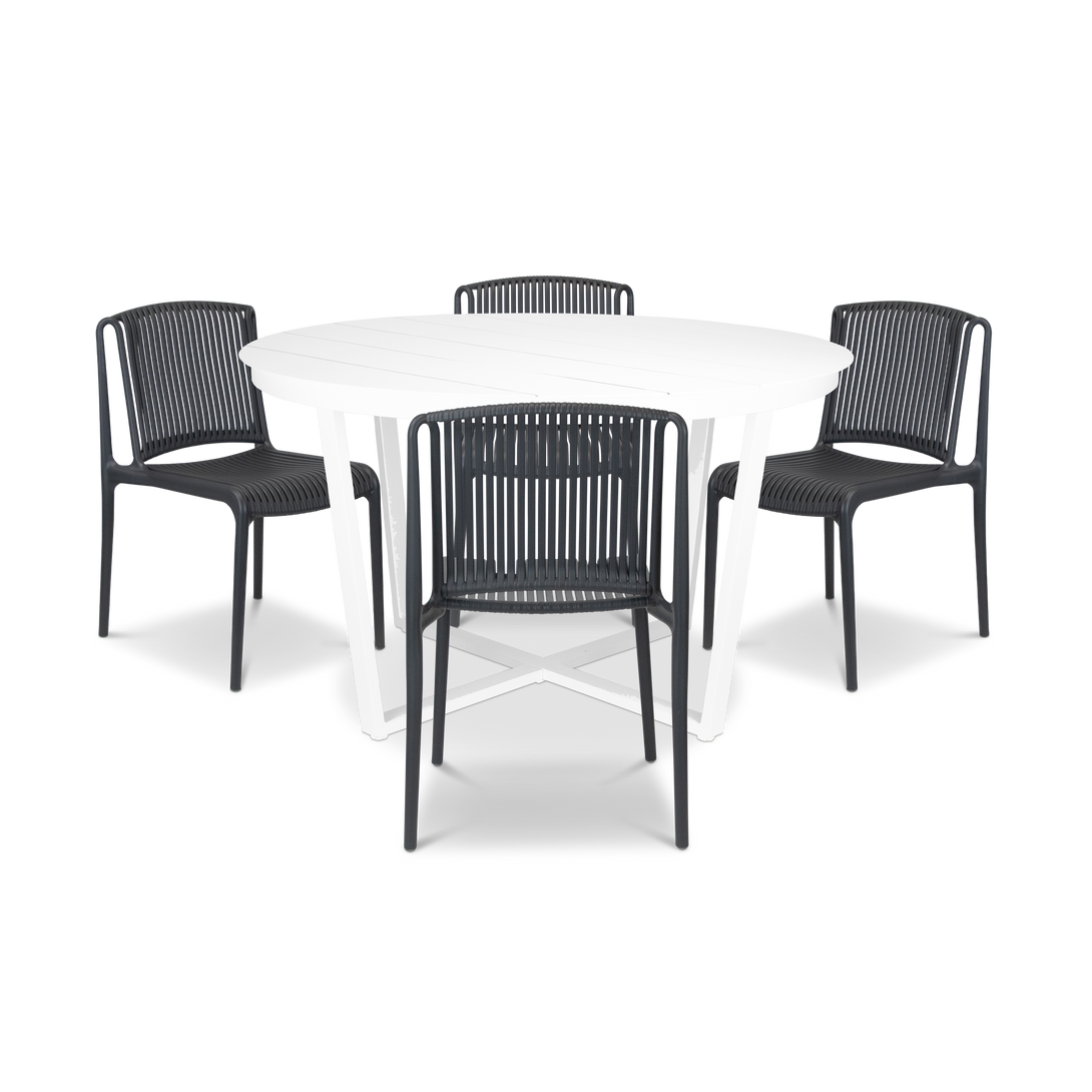 Amalfi Round 5 Piece Outdoor Setting with Polypropylene Chairs