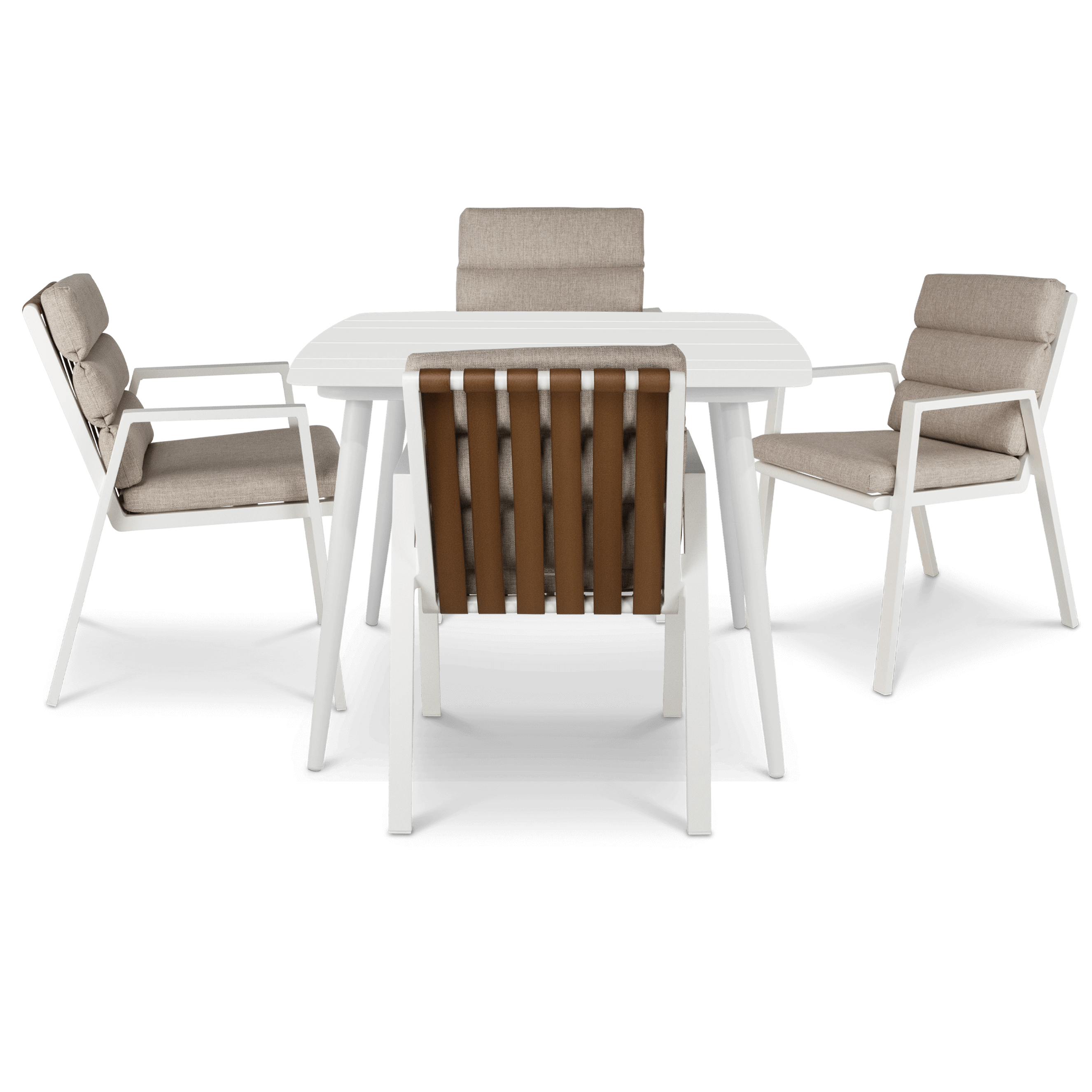 Amalfi Square 5 Piece Outdoor Setting in Arctic White with Aluminium Chairs