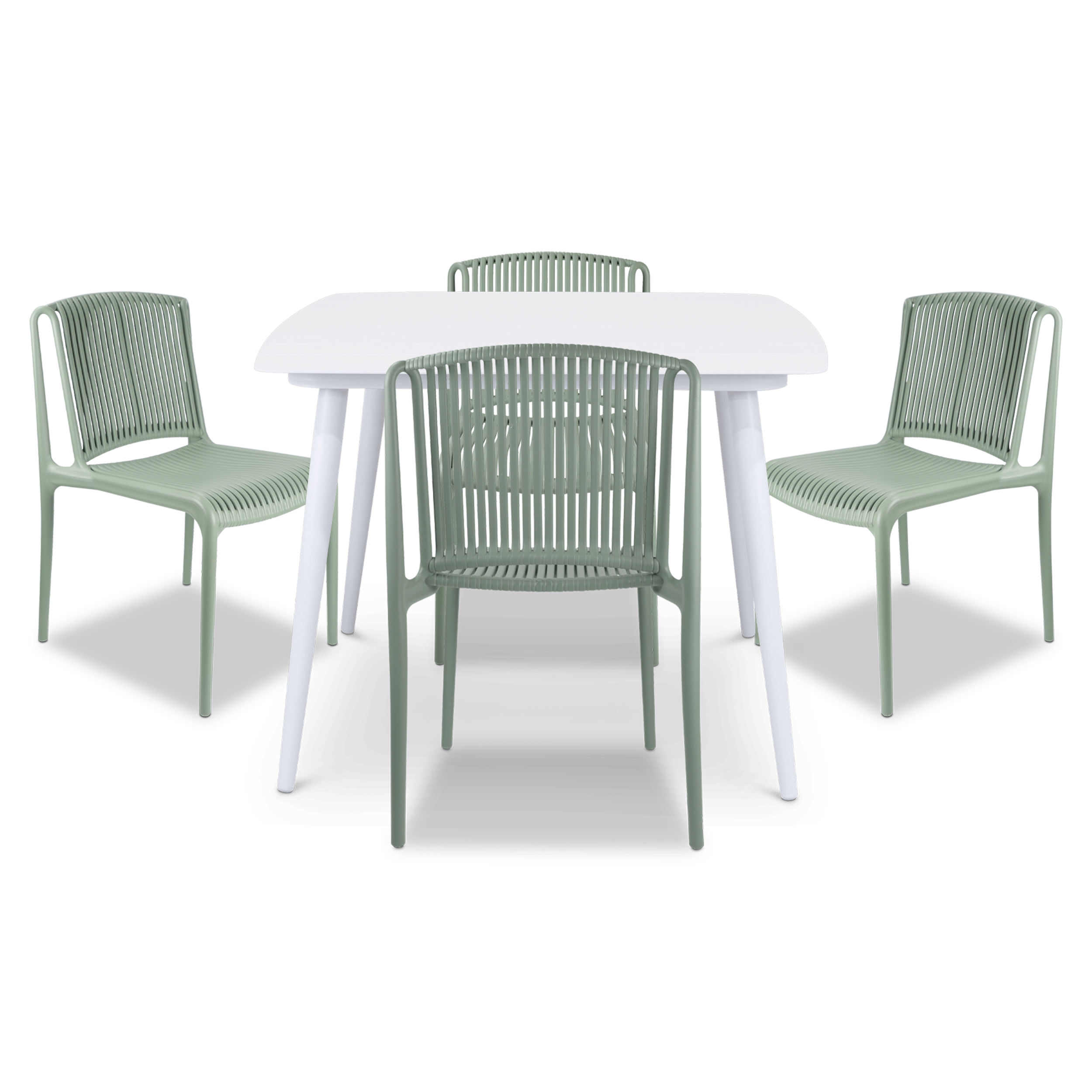 Amalfi Square 5 Piece Outdoor Setting in Arctic White with UV Plastic Outdoor Chairs (PP)