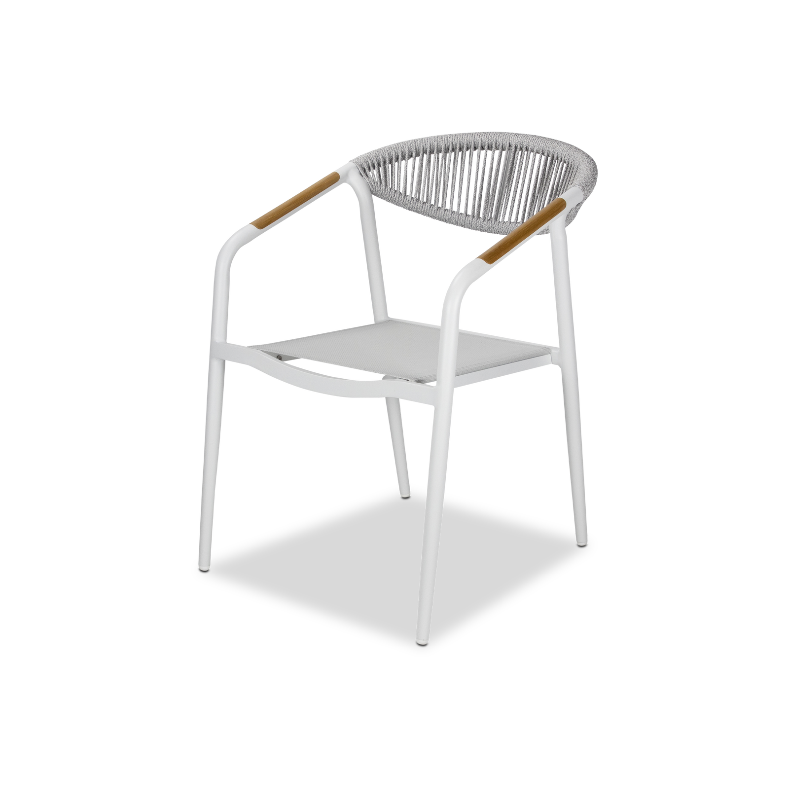 Amalfi Rectangle 7 Piece Outdoor Setting in Arctic White with Rope Chairs - The Furniture Shack