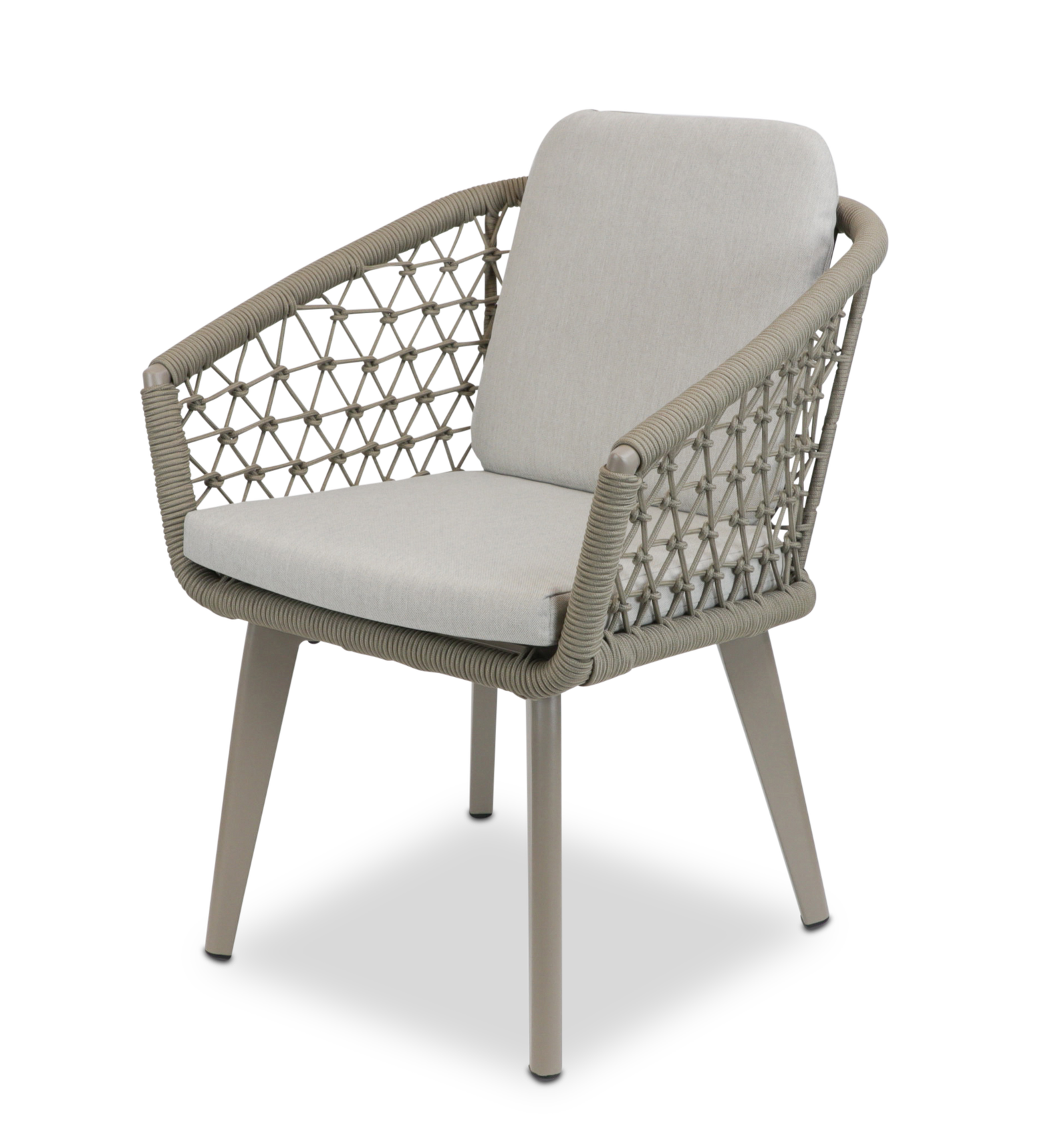 Amalfi Rectangle 7 Piece Outdoor Setting in Arctic White with Rope Chairs - The Furniture Shack
