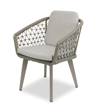 Amalfi Rectangle 7 Piece Outdoor Setting in Arctic White with Rope Chairs - The Furniture Shack