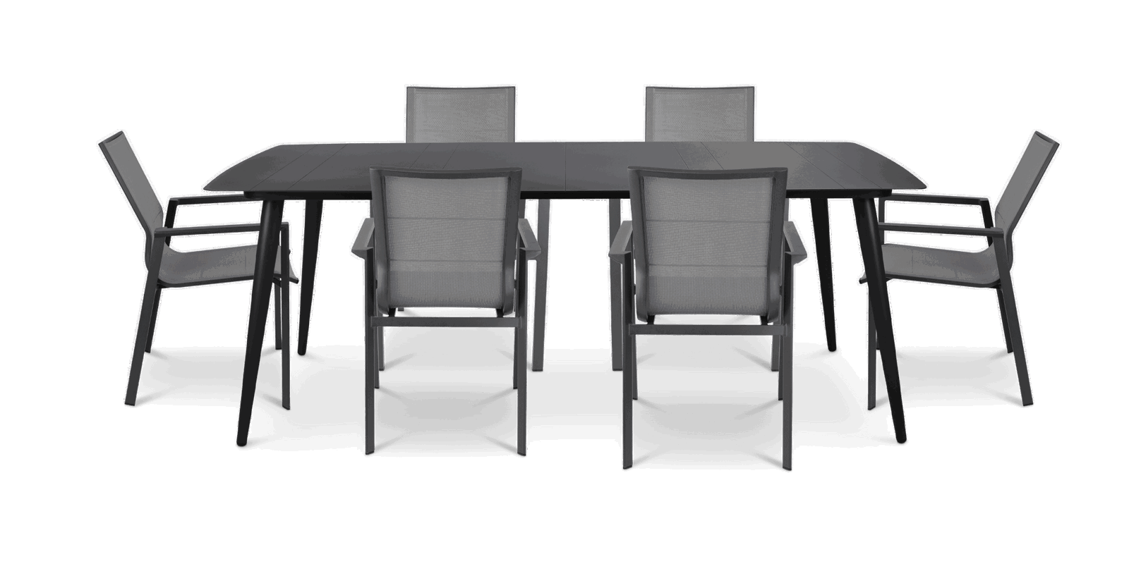 Amalfi Rectangle 7 Piece Outdoor Setting in Gunmetal with Aluminium Chairs - The Furniture Shack