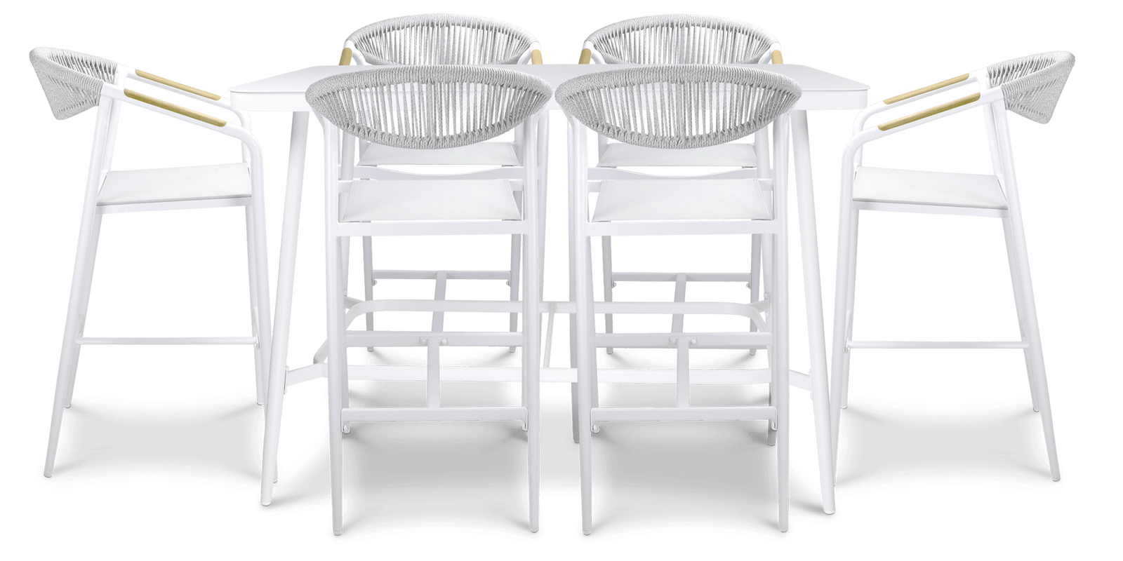 Amalfi Rectangle 7pc Bar Suite in Arctic White Aluminium - The Furniture Shack