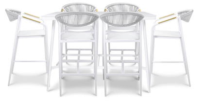 Amalfi Rectangle 7pc Bar Suite in Arctic White Aluminium - The Furniture Shack