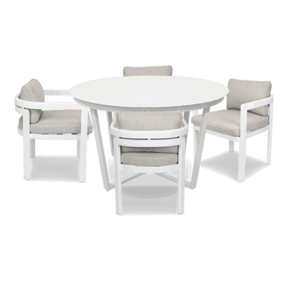 Amalfi Round 5 Piece Outdoor Setting with Aluminium Chairs - The Furniture Shack