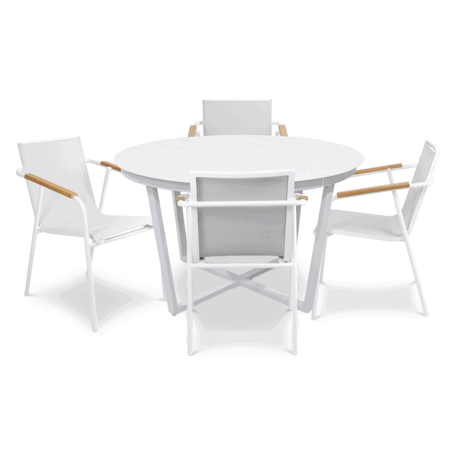 Amalfi Round 5 Piece Outdoor Setting with Aluminium Chairs - The Furniture Shack