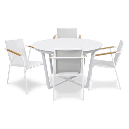 Amalfi Round 5 Piece Outdoor Setting with Aluminium Chairs - The Furniture Shack