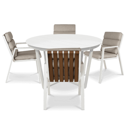 Amalfi Round 5 Piece Outdoor Setting with Aluminium Chairs - The Furniture Shack