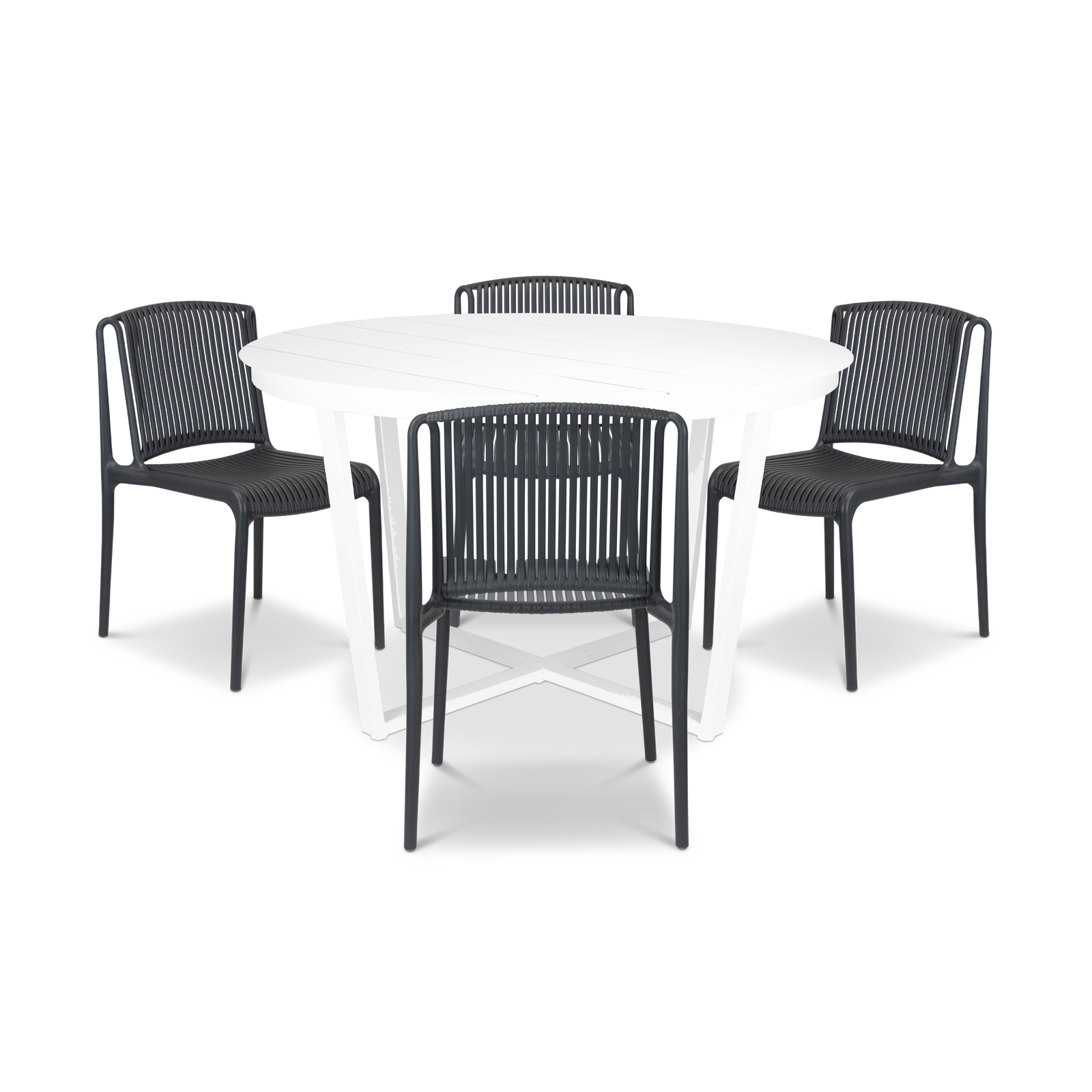 Amalfi Round 5 Piece Outdoor Setting with Polypropylene Chairs - The Furniture Shack
