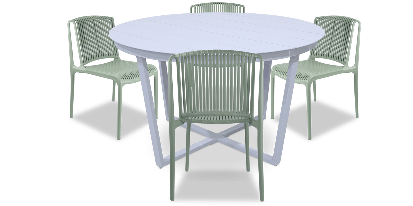 Amalfi Round 5 Piece Outdoor Setting with Polypropylene Chairs - The Furniture Shack