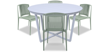 Amalfi Round 5 Piece Outdoor Setting with Polypropylene Chairs - The Furniture Shack