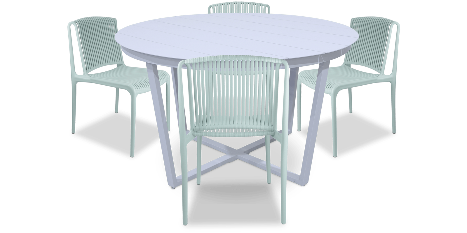 Amalfi Round 5 Piece Outdoor Setting with Polypropylene Chairs - The Furniture Shack