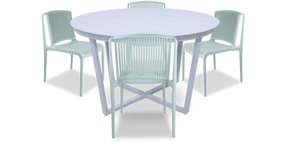 Amalfi Round 5 Piece Outdoor Setting with Polypropylene Chairs - The Furniture Shack