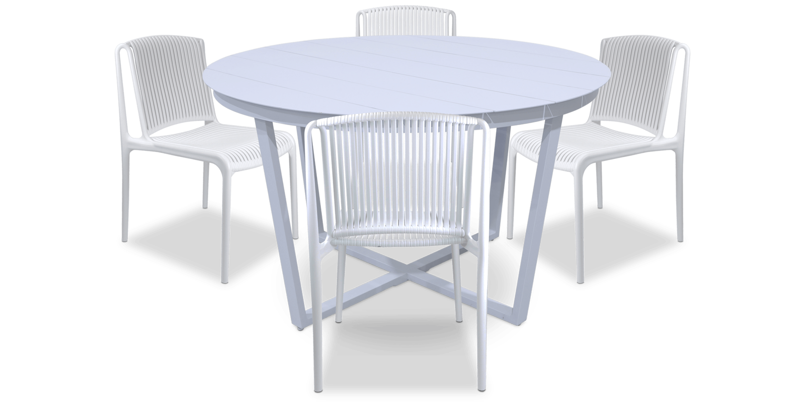 Amalfi Round 5 Piece Outdoor Setting with Polypropylene Chairs - The Furniture Shack