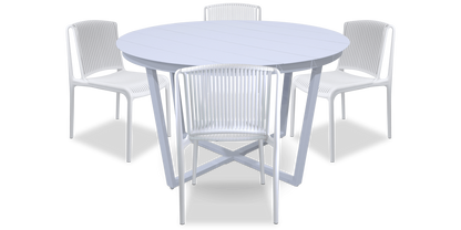 Amalfi Round 5 Piece Outdoor Setting with Polypropylene Chairs - The Furniture Shack