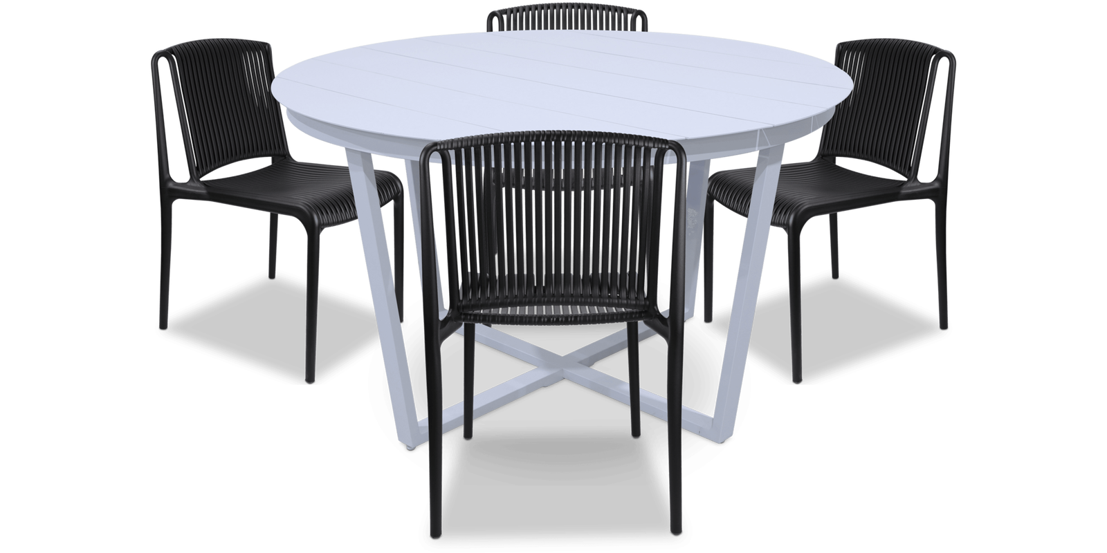 Amalfi Round 5 Piece Outdoor Setting with Polypropylene Chairs - The Furniture Shack