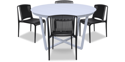 Amalfi Round 5 Piece Outdoor Setting with Polypropylene Chairs - The Furniture Shack
