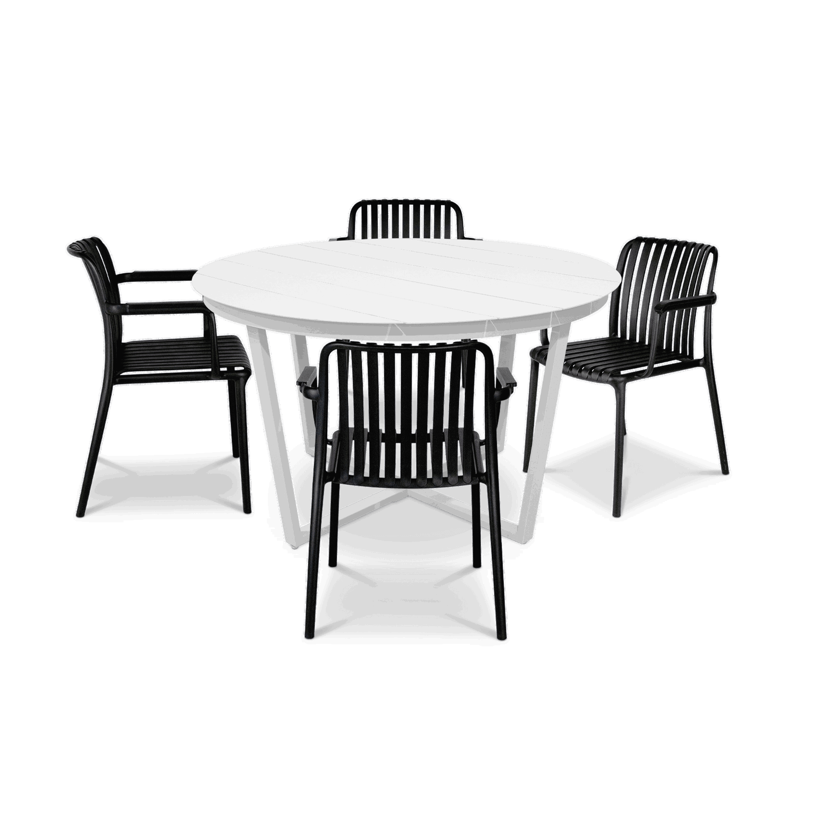 Amalfi Round 5 Piece Outdoor Setting with Polypropylene Chairs - The Furniture Shack