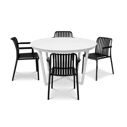 Amalfi Round 5 Piece Outdoor Setting with Polypropylene Chairs - The Furniture Shack