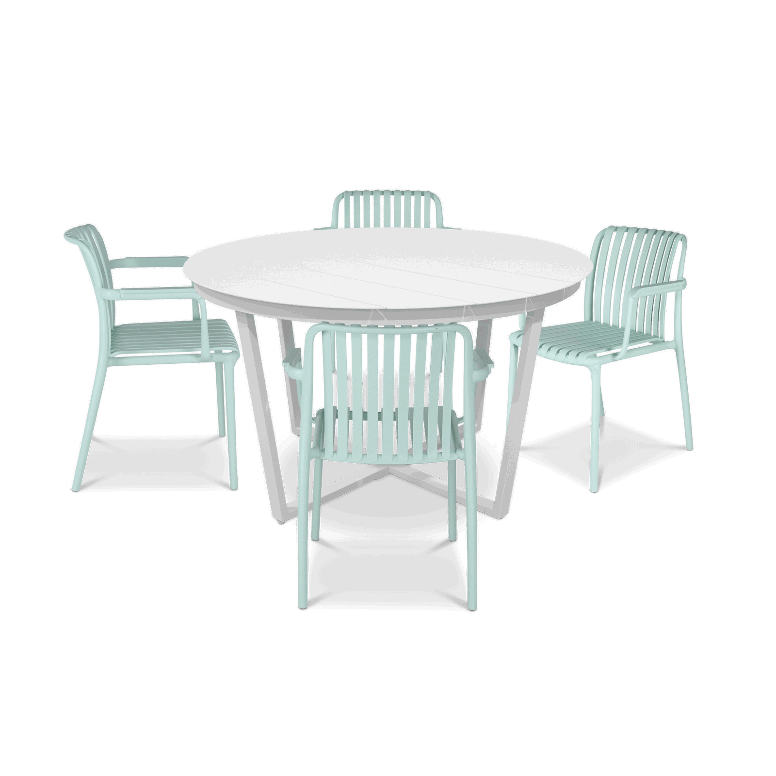 Amalfi Round 5 Piece Outdoor Setting with Polypropylene Chairs - The Furniture Shack