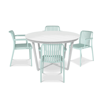Amalfi Round 5 Piece Outdoor Setting with Polypropylene Chairs - The Furniture Shack
