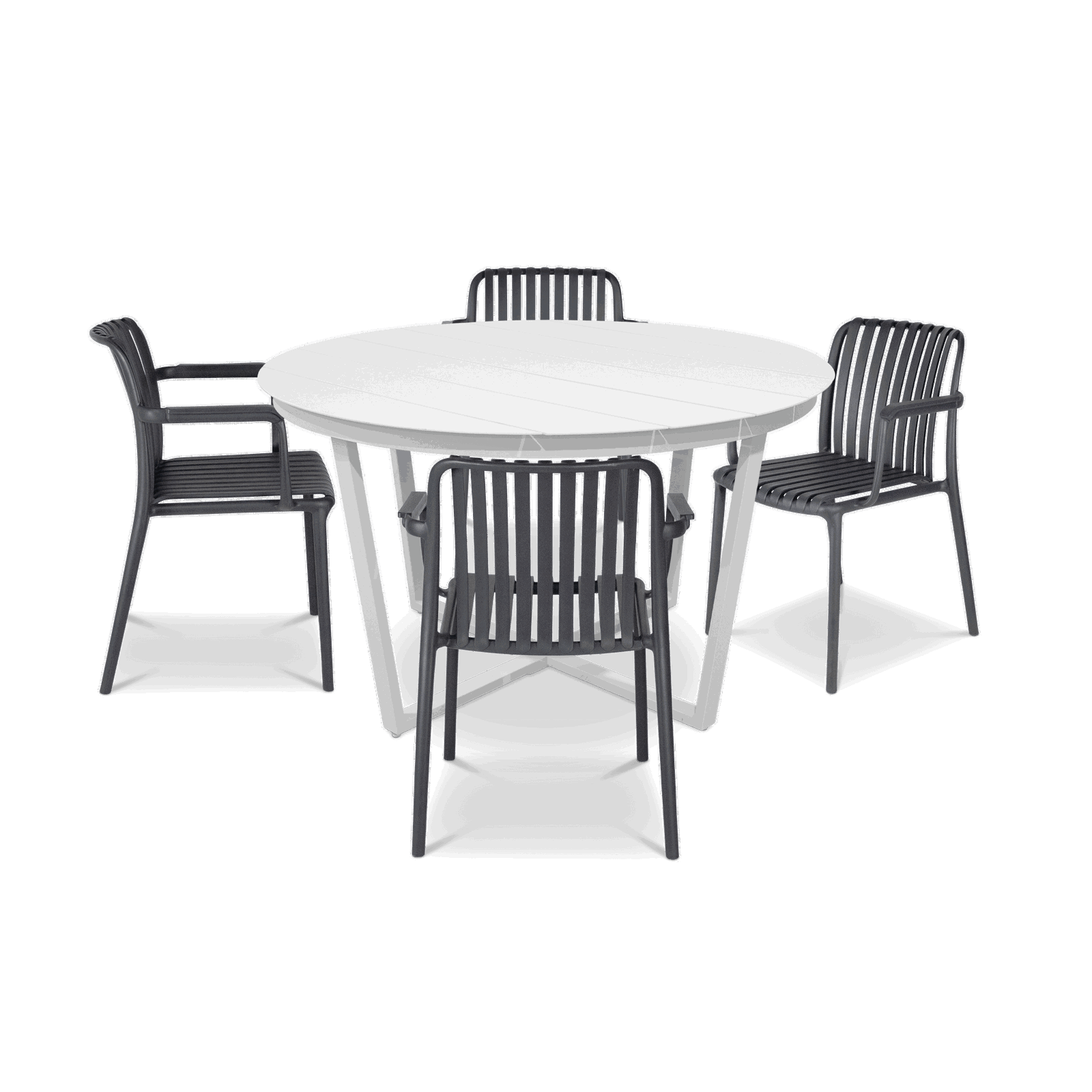 Amalfi Round 5 Piece Outdoor Setting with Polypropylene Chairs - The Furniture Shack