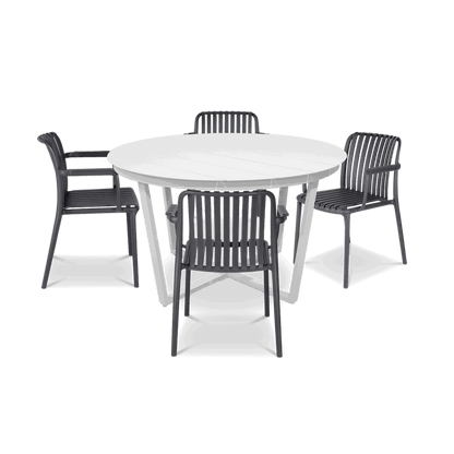 Amalfi Round 5 Piece Outdoor Setting with Polypropylene Chairs - The Furniture Shack