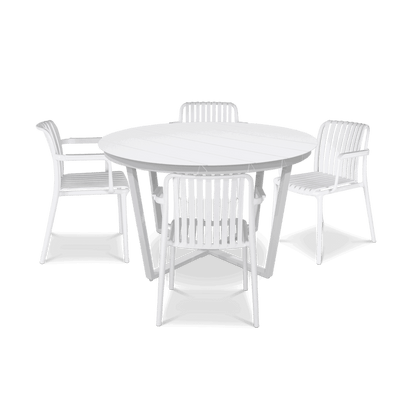 Amalfi Round 5 Piece Outdoor Setting with Polypropylene Chairs - The Furniture Shack