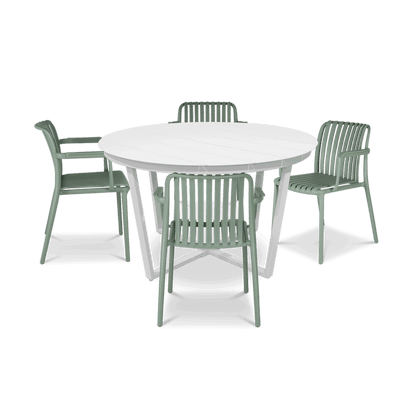 Amalfi Round 5 Piece Outdoor Setting with Polypropylene Chairs - The Furniture Shack