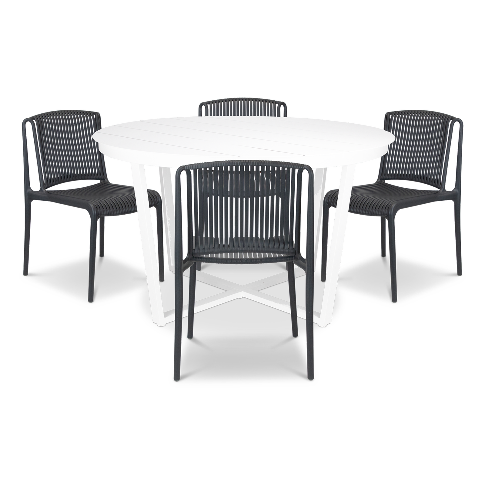 Amalfi Round 5 Piece Outdoor Setting with Polypropylene Chairs - The Furniture Shack