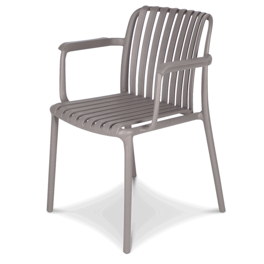 Salerno UV Polypropylene Premium Dining Chair with Arm in Taupe