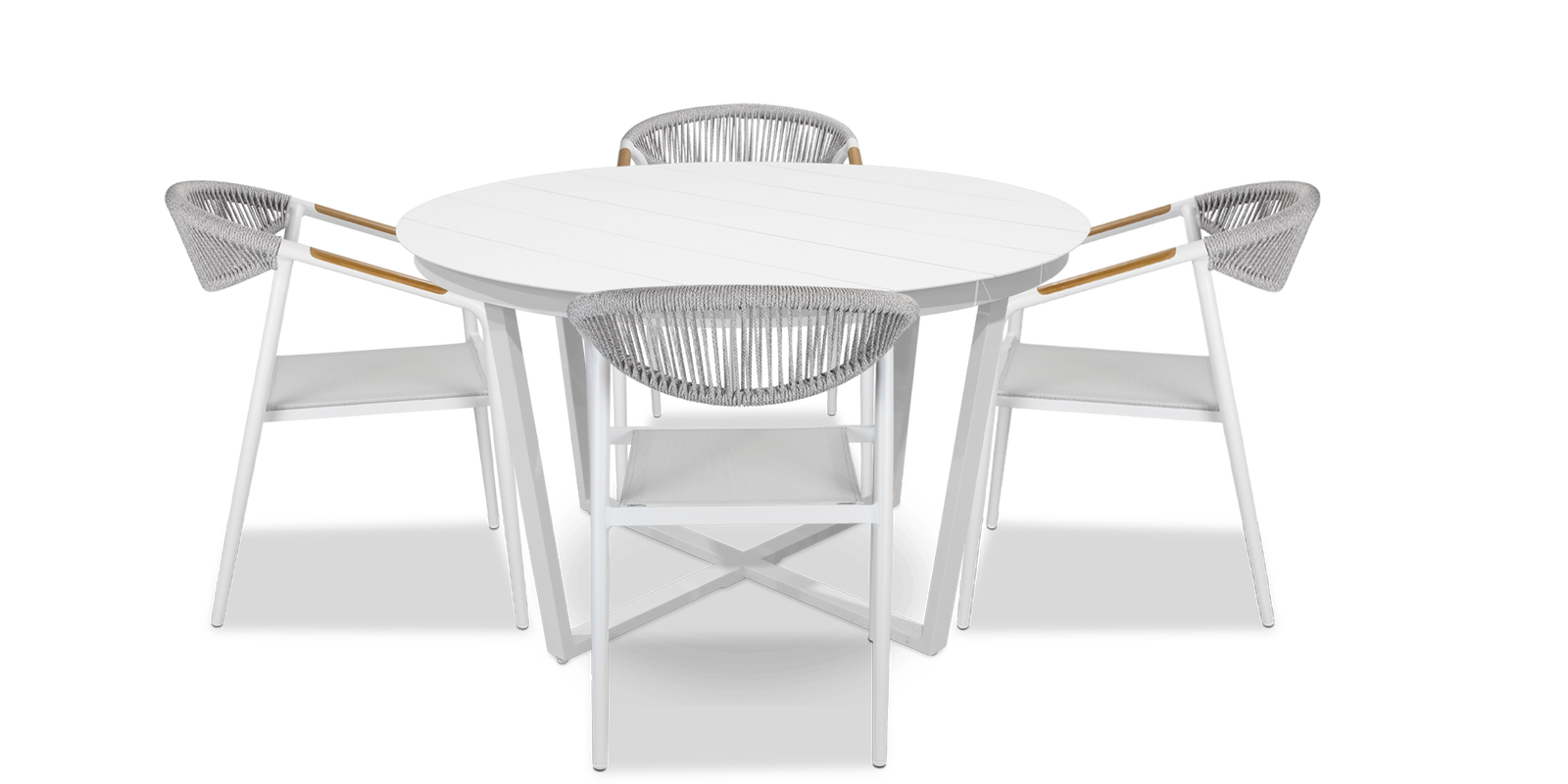 Amalfi Round 5 Piece Outdoor Setting with Rope Chairs - The Furniture Shack