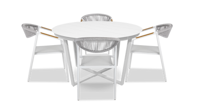 Amalfi Round 5 Piece Outdoor Setting with Rope Chairs - The Furniture Shack