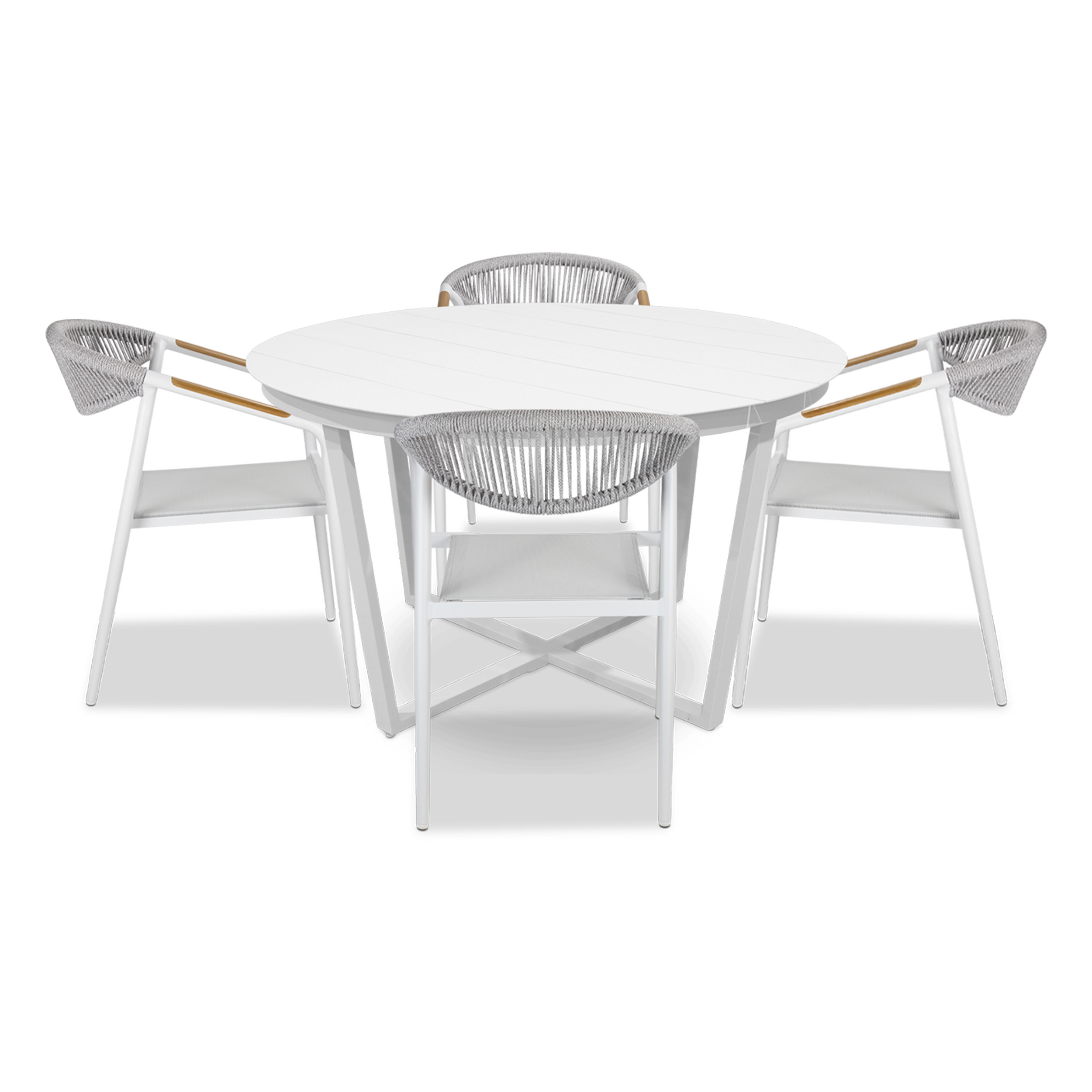 Amalfi Round 5 Piece Outdoor Setting with Rope Chairs