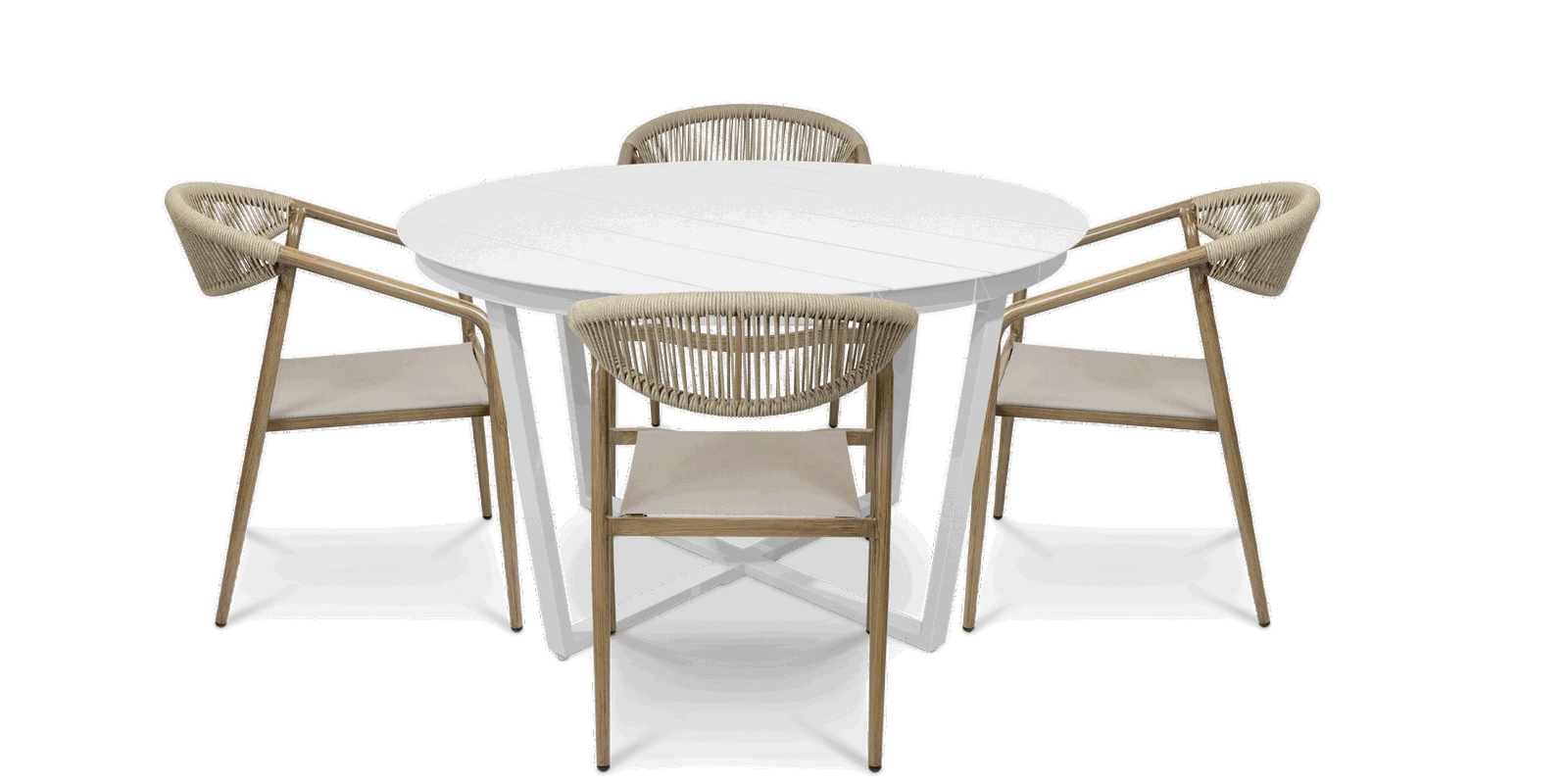 Amalfi Round 5 Piece Outdoor Setting with Rope Chairs - The Furniture Shack