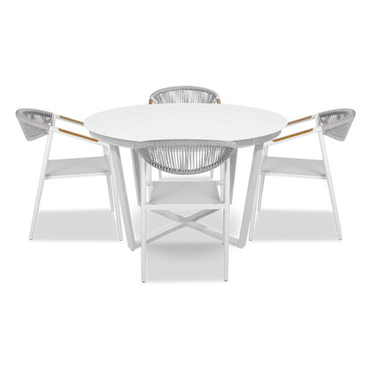 Amalfi Round 5 Piece Outdoor Setting with Rope Chairs - The Furniture Shack