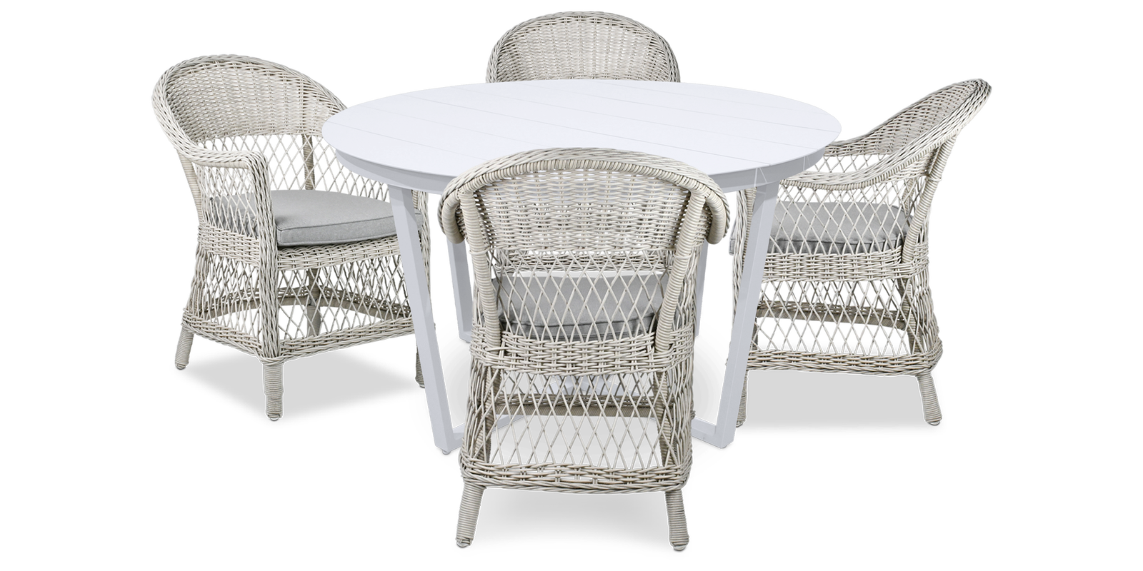 Amalfi Round 5 Piece Outdoor Setting with Wicker Chairs - The Furniture Shack