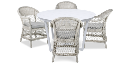 Amalfi Round 5 Piece Outdoor Setting with Wicker Chairs - The Furniture Shack