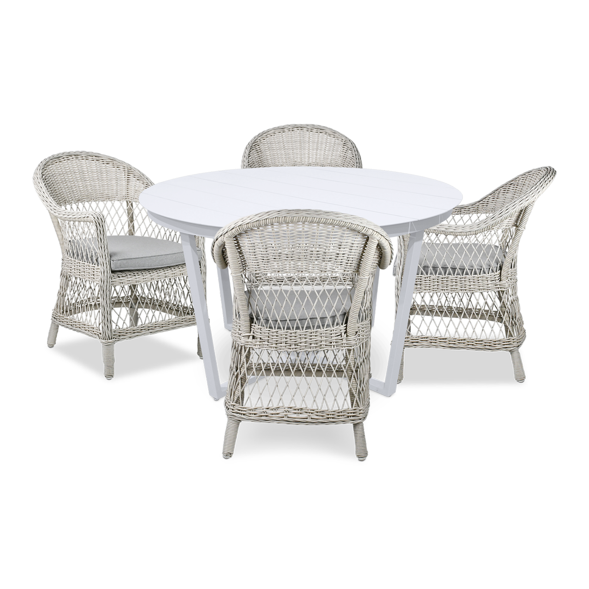 Amalfi Round 5 Piece Outdoor Setting with Wicker Chairs