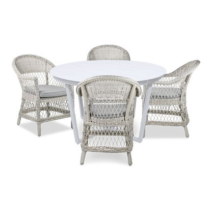 Amalfi Round 5 Piece Outdoor Setting with Wicker Chairs