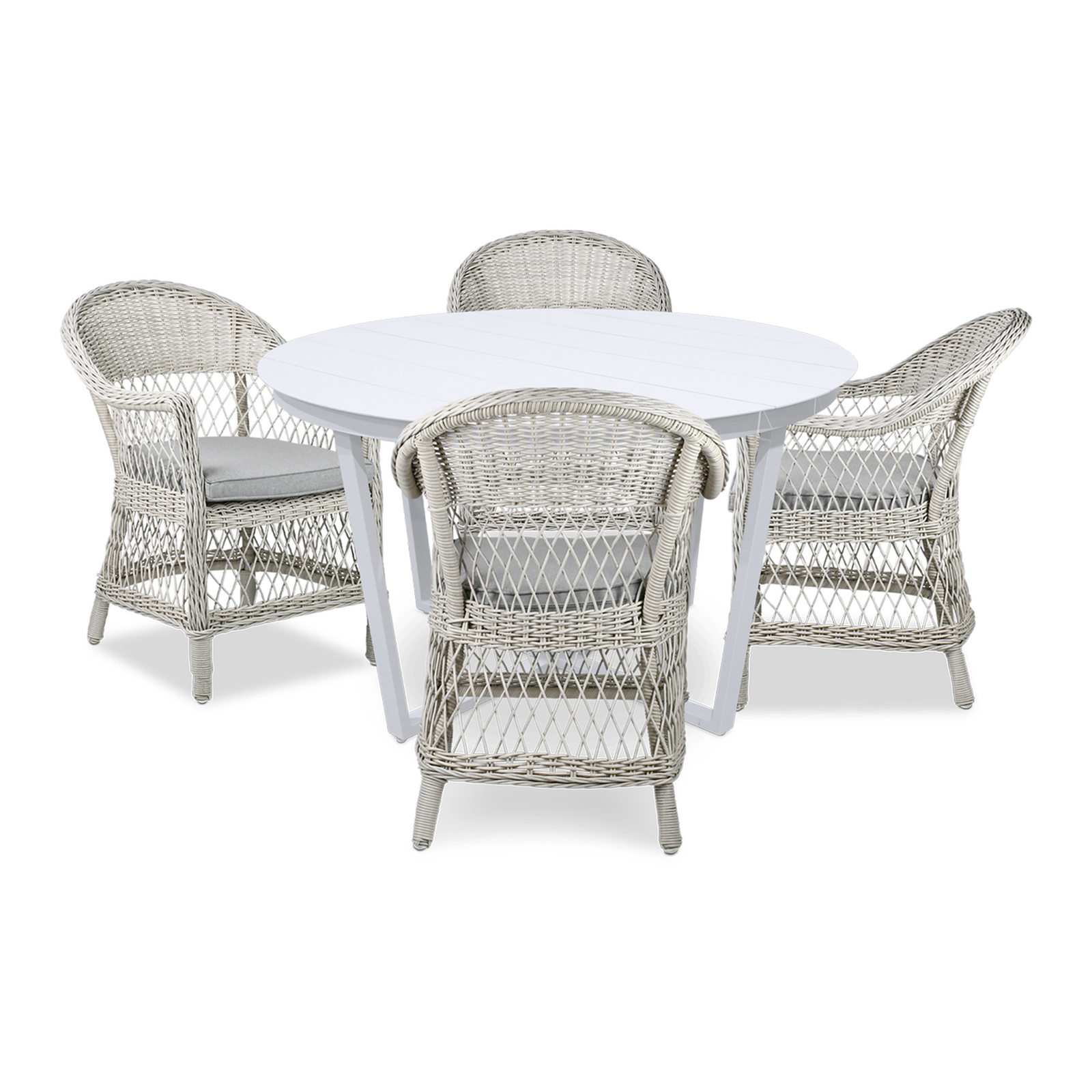 Amalfi Round 5 Piece Outdoor Setting with Wicker Chairs - The Furniture Shack