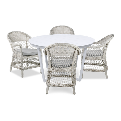 Amalfi Round 5 Piece Outdoor Setting with Wicker Chairs - The Furniture Shack