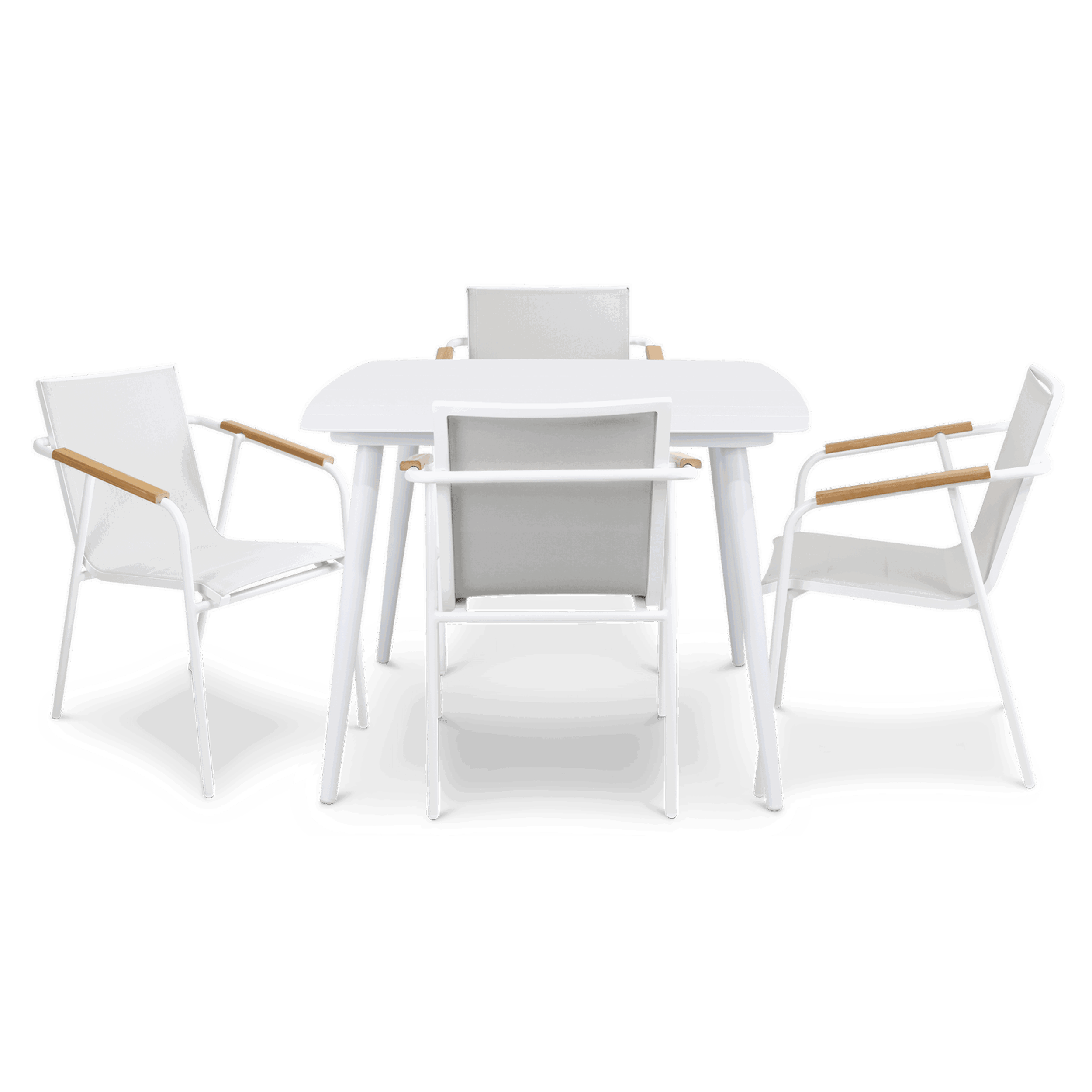 Amalfi Square 5 Piece Outdoor Setting in Arctic White with Aluminium Chairs