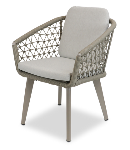 Amalfi Square 5 Piece Outdoor Setting in Arctic White with Rope Chairs - The Furniture Shack