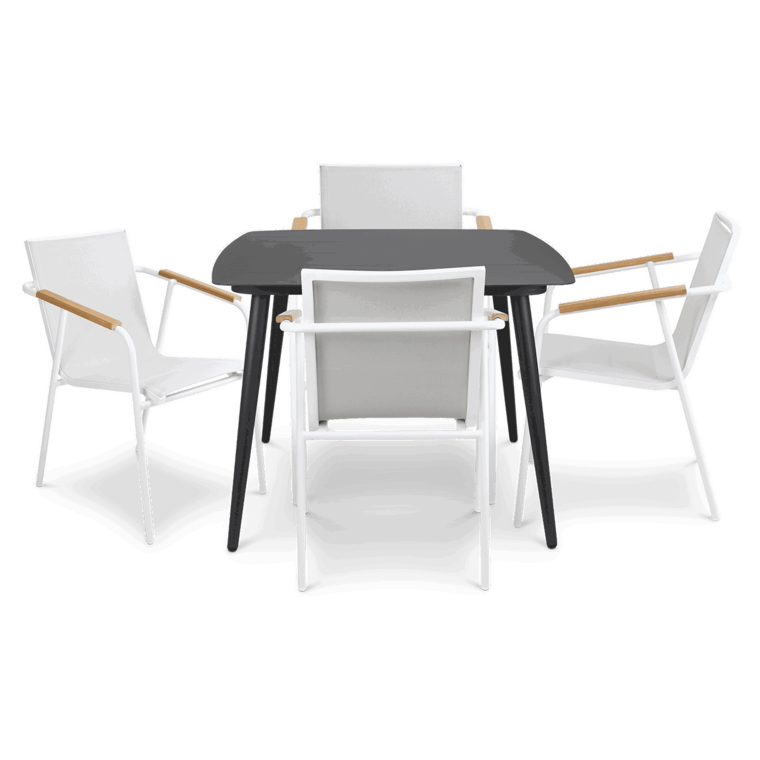 Amalfi Square 5 Piece Outdoor Setting in Gunmetal with Aluminium Chairs