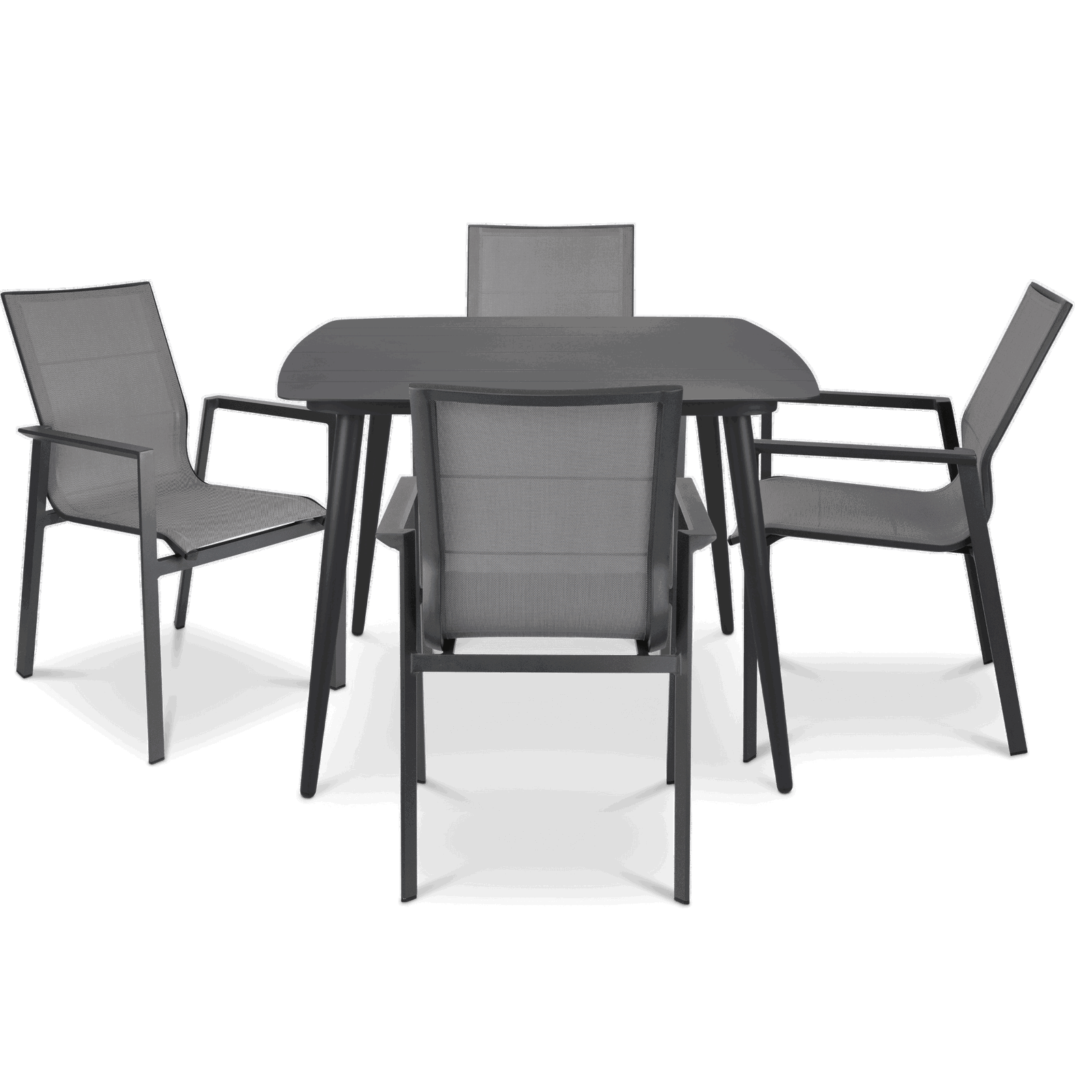 Amalfi Square 5 Piece Outdoor Setting in Gunmetal with Aluminium Chairs - The Furniture Shack