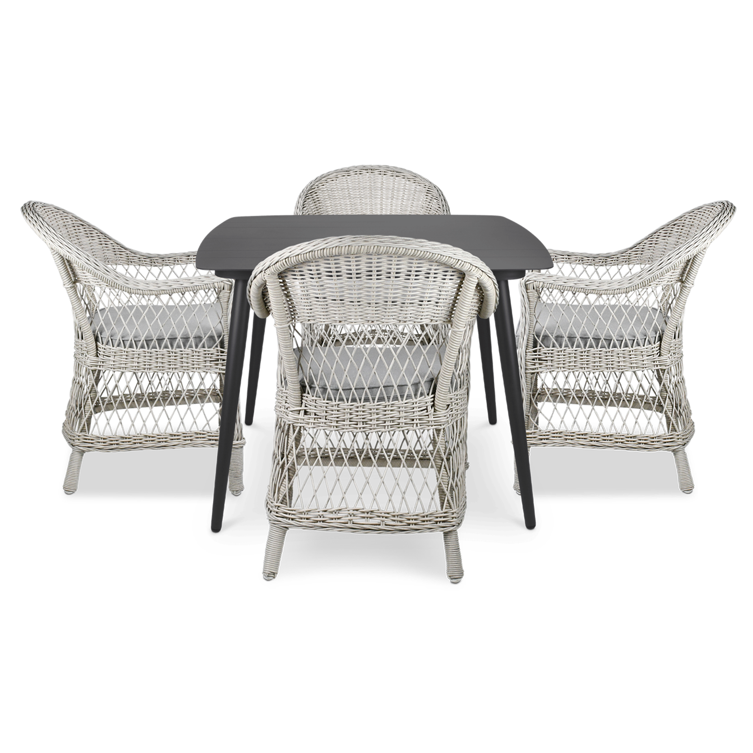 Amalfi Square 5 Piece Outdoor Setting in Gunmetal with Wicker Chairs