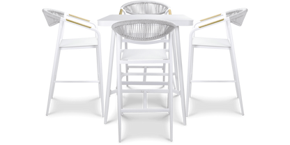 Amalfi Square 5pc Bar Suite in Arctic White Aluminium - The Furniture Shack