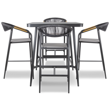 Amalfi Square 5pc Bar Suite in Gunmetal Aluminium